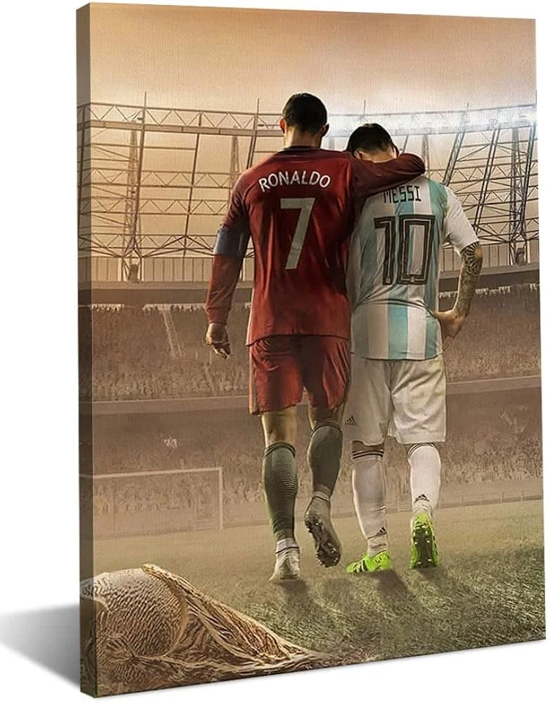 C罗与梅西足球巨星海报